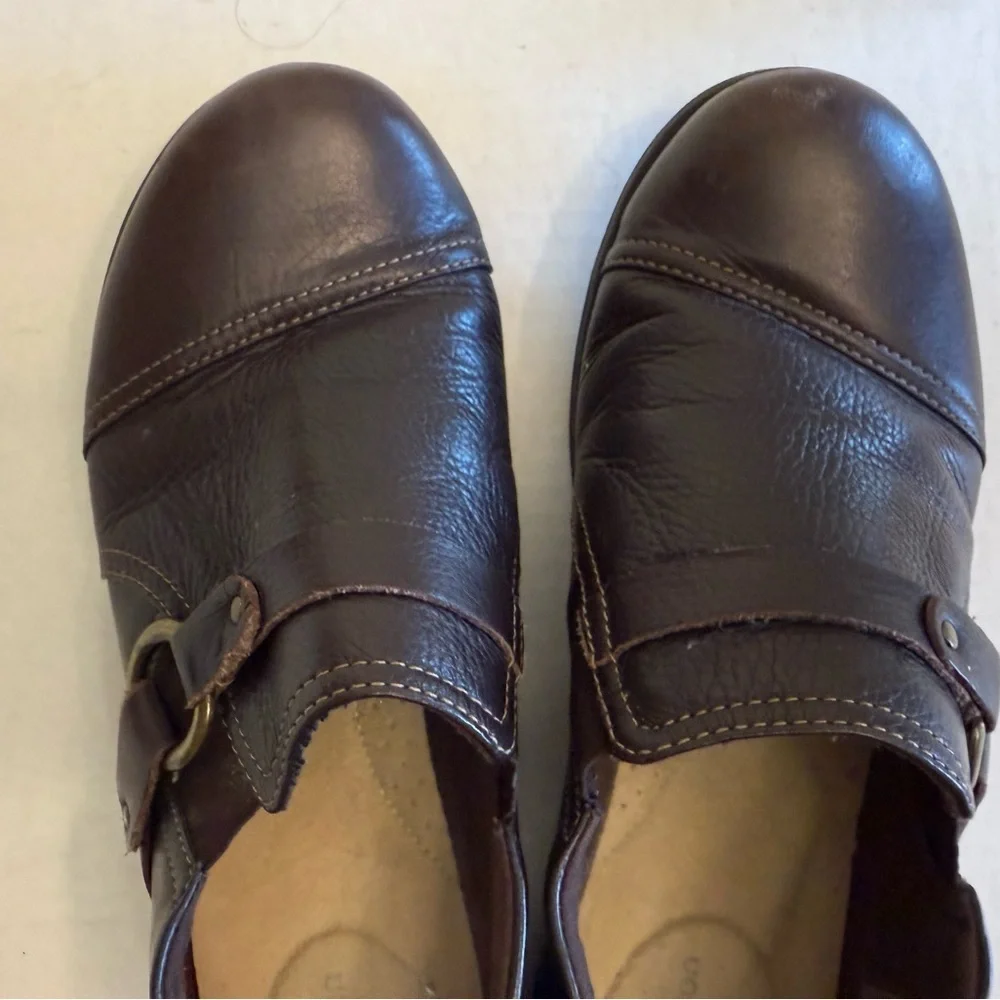 CLARKS CHEYN FAME PUMP LOFTERS DARK BROWN LEATHER 9.5